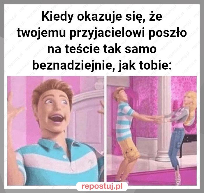 Kiedy okazuje się, że twojemu przyjacielowi poszło na teście tak samo beznadziejnie, jak tobie: