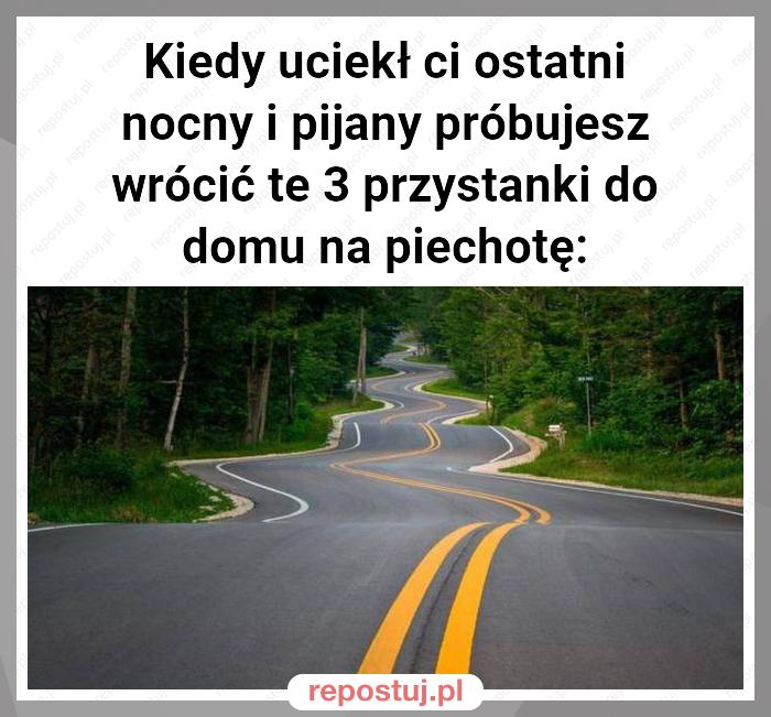 Kiedy uciekł ci ostatni nocny i pijany próbujesz wrócić te 3 przystanki do domu na piechotę: