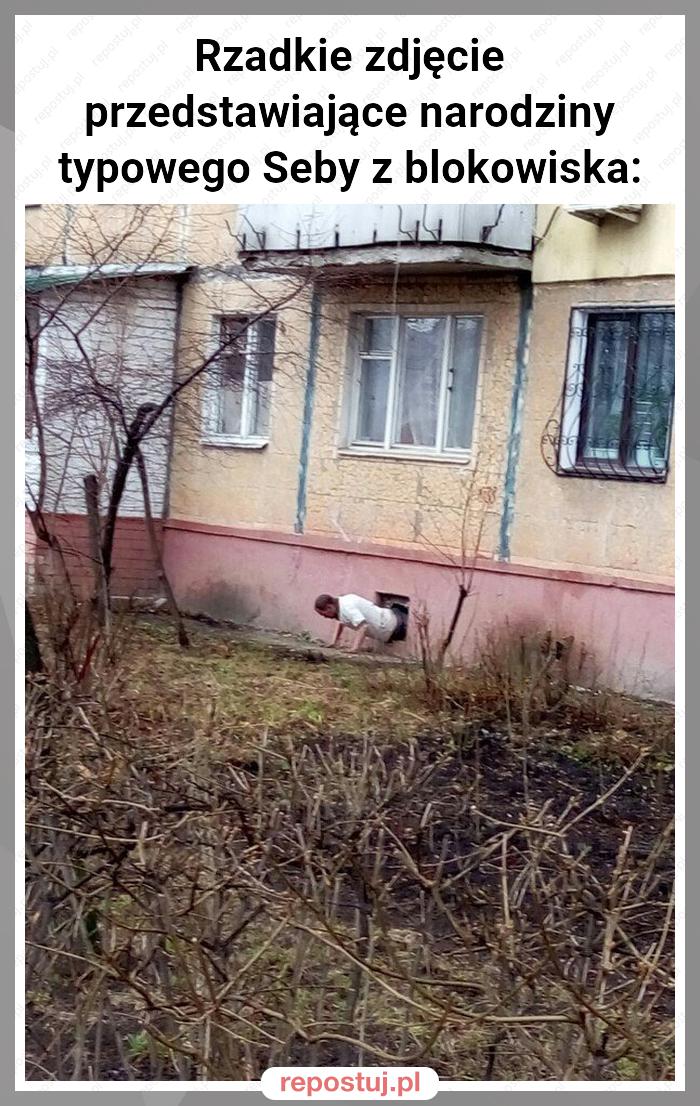 Rzadkie zdjęcie przedstawiające narodziny typowego Seby z blokowiska: