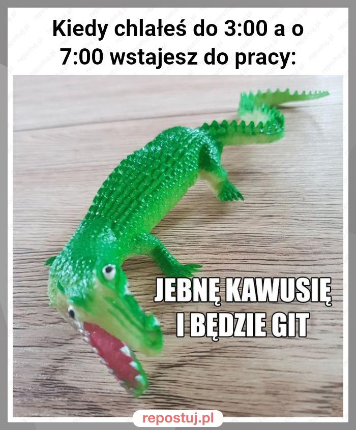 Kiedy chlałeś do 3:00 a o 7:00 wstajesz do pracy: