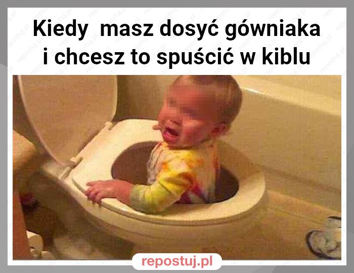 Kiedy  masz dosyć gówniaka  i chcesz to spuścić w kiblu