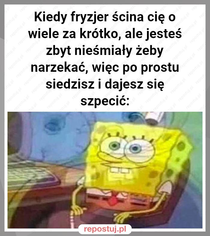 Kiedy fryzjer ścina cię o wiele za krótko, ale jesteś zbyt nieśmiały żeby narzekać, więc po prostu siedzisz i dajesz się szpecić: