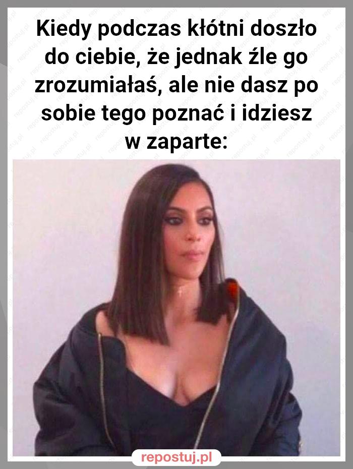 Kiedy podczas kłótni doszło do ciebie, że jednak źle go zrozumiałaś, ale nie dasz po sobie tego poznać i idziesz w zaparte: