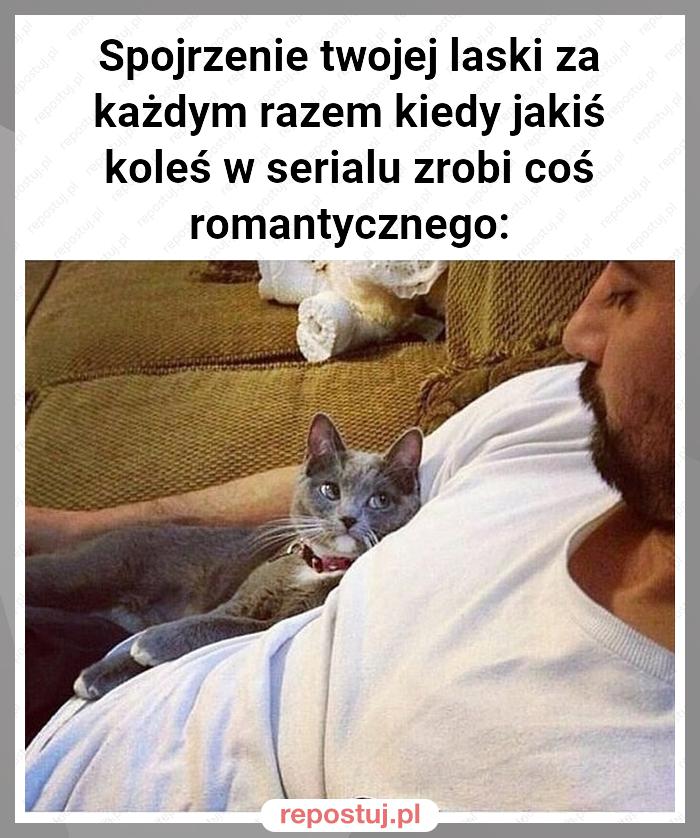 Spojrzenie twojej laski za każdym razem kiedy jakiś koleś w serialu zrobi coś romantycznego: