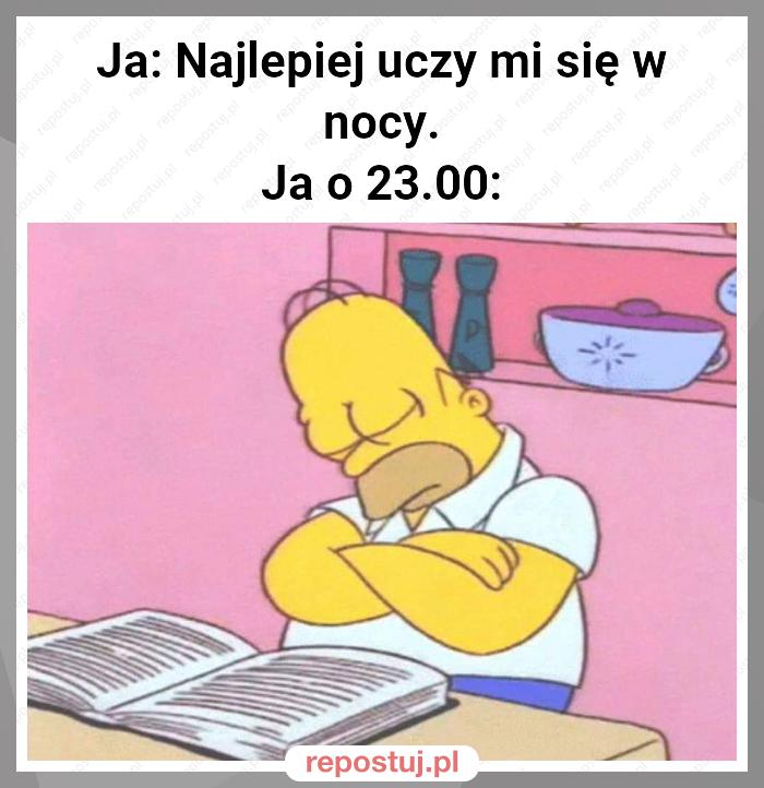 Ja: Najlepiej uczy mi się w nocy.
Ja o 23.00: