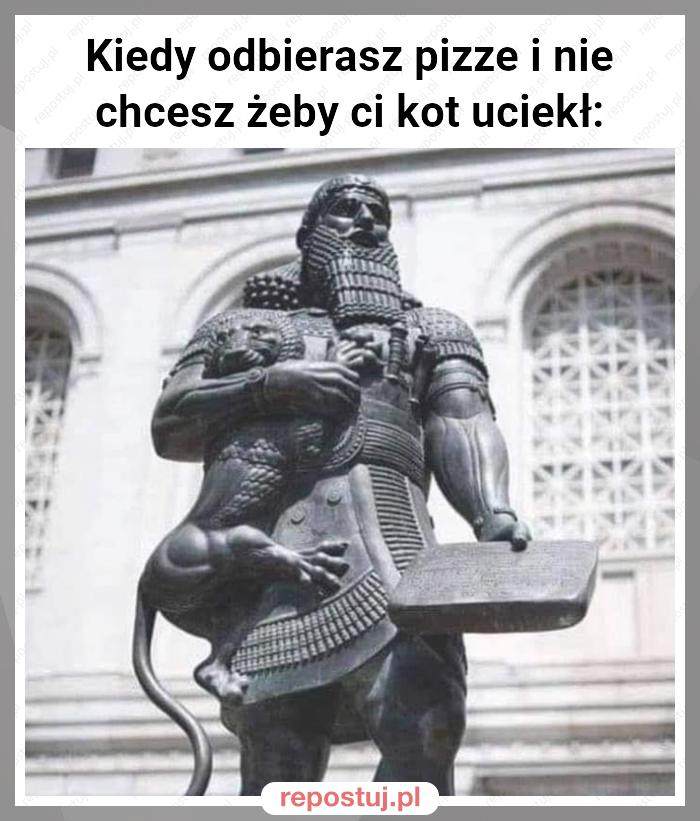 Kiedy odbierasz pizze i nie chcesz żeby ci kot uciekł: