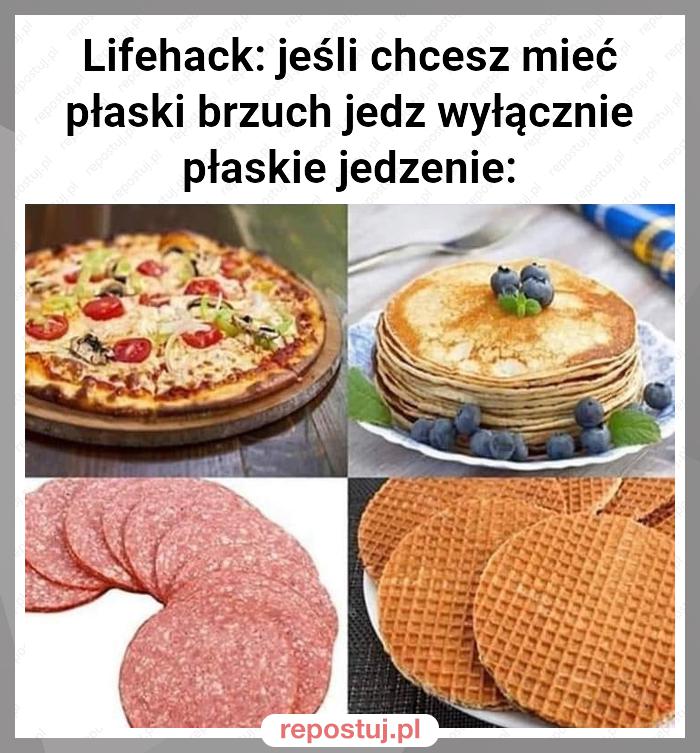 Lifehack: jeśli chcesz mieć płaski brzuch jedz wyłącznie płaskie jedzenie: