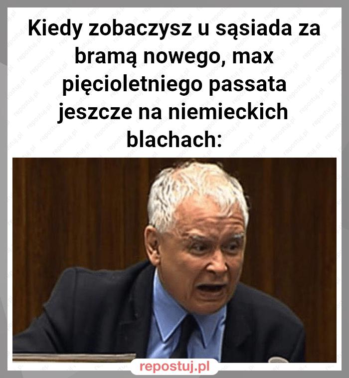 Kiedy zobaczysz u sąsiada za bramą nowego, max pięcioletniego passata jeszcze na niemieckich blachach: