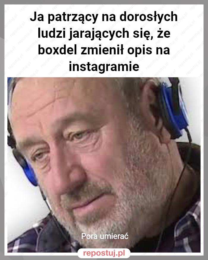 Ja patrzący na dorosłych ludzi jarających się, że boxdel zmienił opis na instagramie